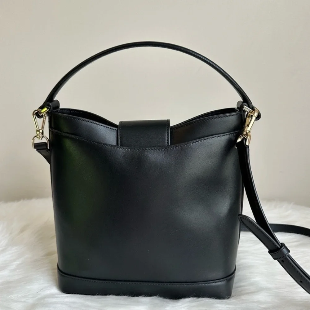 Kate Spade Black Leather Reegan Bucket Bag **EUC**